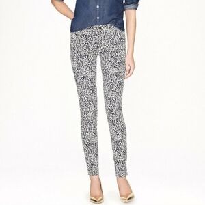 J.Crew Toothpick Skinny Jeans Fern Print Blue White Mid-Rise Womens Size 27 / 4